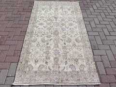 Vintage Anatolia Carpet, Distressed Rugs Floral Modern Wool Rug Handmade 43″x76″