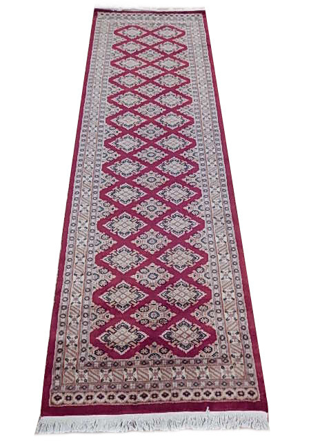 Soft Looking Red hall carpet runners Handmade 3x8 Bokara Jaldar Rug