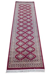 Soft Looking Red hall carpet runners Handmade 3×8 Bokara Jaldar Rug
