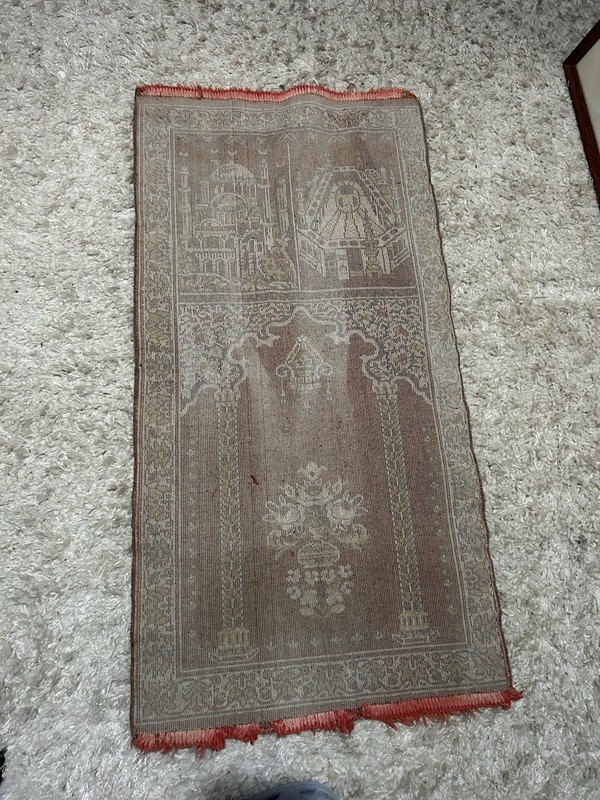 Vintage rare Muslim wall hanging decor pray 1980s 1970s Carpet rug gallery