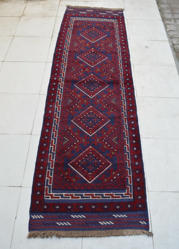 2'4 x 8'1 ft Handmade afghan tribal mushvani wool runner rug, hallway runner rug