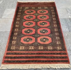 Vintage Afghan Jaldar Bokhara, Wool Area Rug, Traditional Carpet (2×4 ft.)