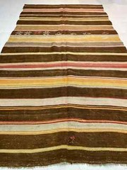 Antique Oriental Hand-Knotted Wool Area Rug Brown/Ivory/Red/Gold 6’2″ x 11’2″