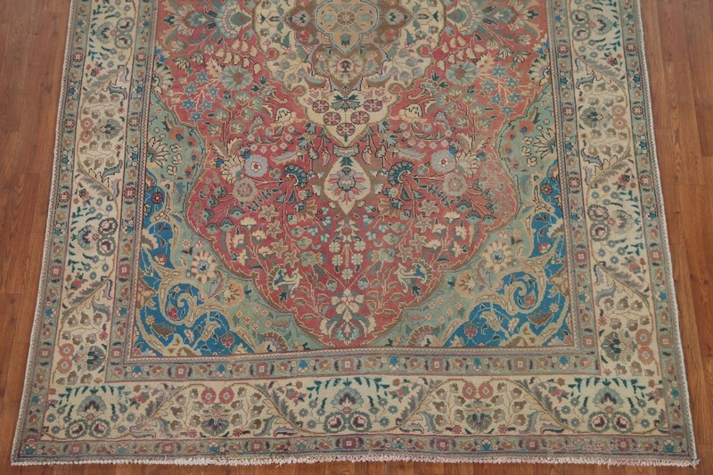 Vintage Wool Handmade Tebriz Pink/ Ivory Area Rug 6x10 Floral Living Room Carpet gallery