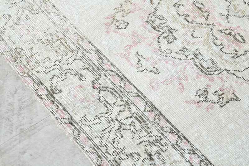 4x8 area rug, handmade vintage turkish carpet, neutral oushak rug,wool rugs,578 gallery