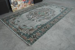 5×9 ft rugs, antique turkish carpet vintage oushak rug hand-knotted wool rug,302