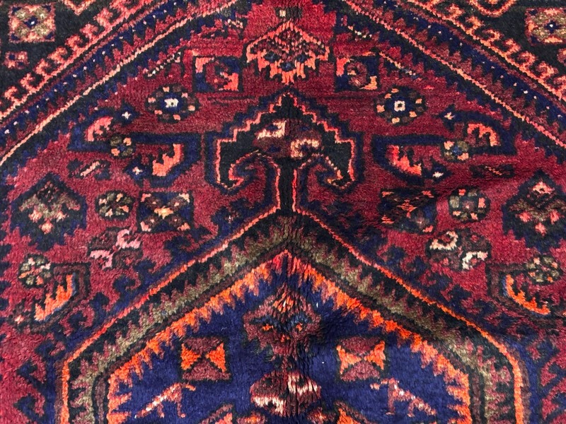 5x7 Vintage Zanjan Rug Hand Knotted Wool Tribal Geometric Oriental Red Navy Area gallery