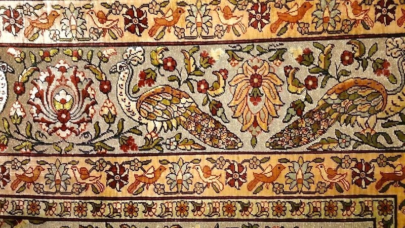 ULTRA HIGH COLLECTIBLE UZBEK HEREKE' RARE SILK RUG WEAVED W/ 24K GOLD THREADS gallery