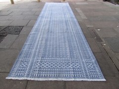 Vintage Traditional Hand Made Oriental Cotton Grey Blue Kilim Ziloo 576x158cm
