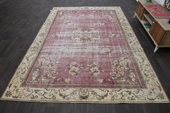 Oushak 7×10,Turkish Rug,vintage,anatolian,PURPLE,kilim,Bohemian,handmade,wool