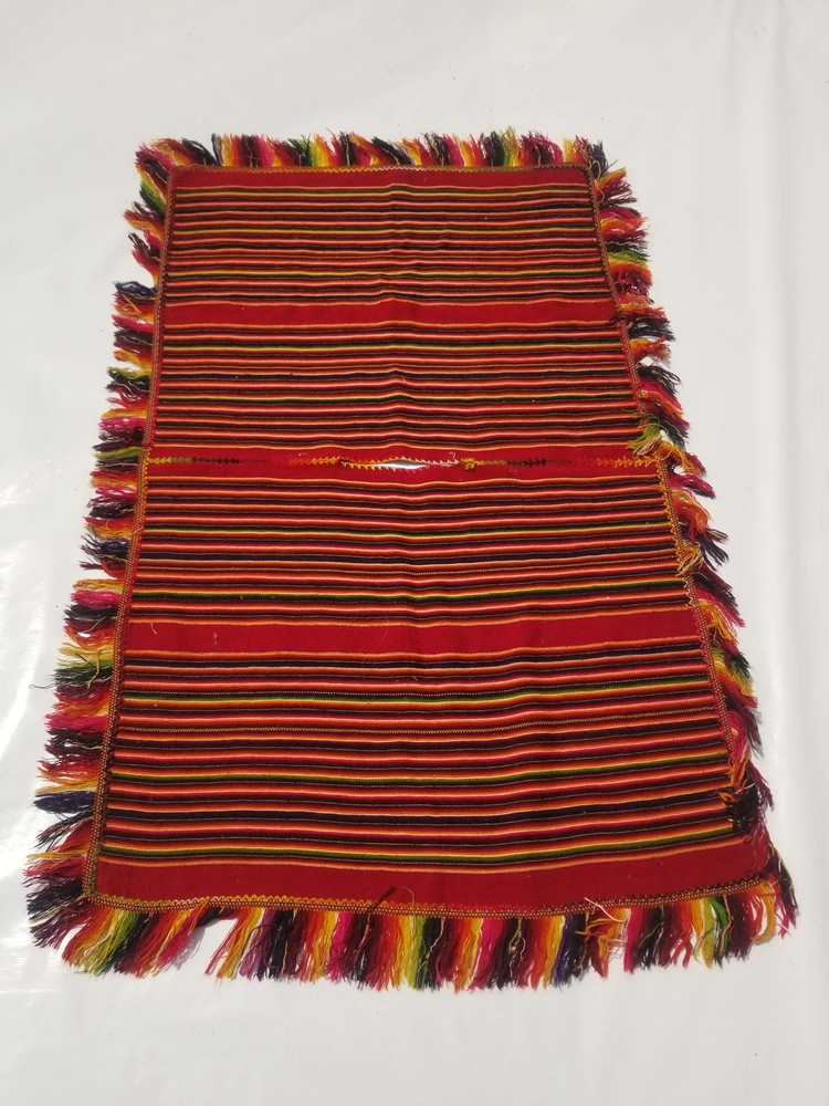 Vintage Traditional Handmade Indian Tarabuco Wool Multicolor Kilim 5.2x3.1ft