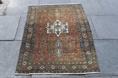 Antique Hand Made Traditional Oriental Wool Faded Red Rug 152x103cm