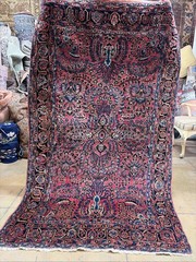 Auth: 1910 Antique Sarougk Village Rug Excellent THICK pile Boudreaux 4×7