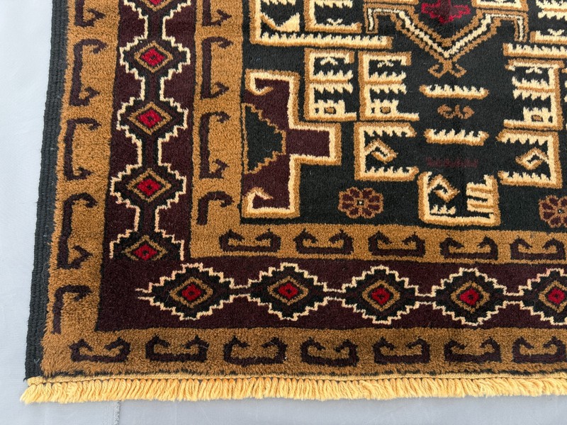Fine Afghan Vintage Tribal Baluchi Rug 4x7 ft Hand Knotted Antique Oriental Rug gallery