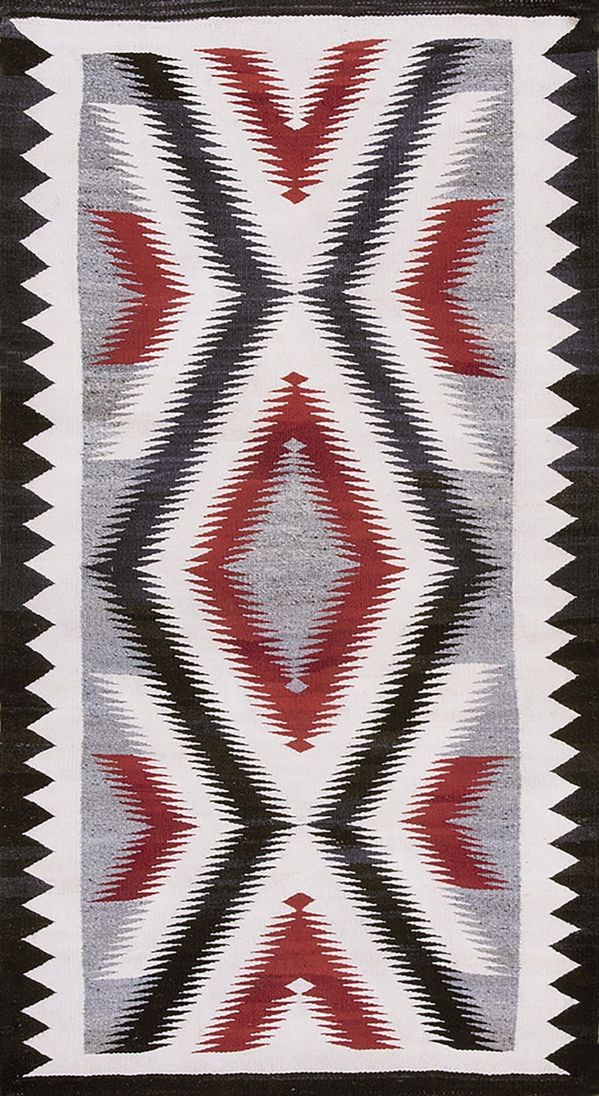 3'x5' Classic Native American Design Antique Navajo Flat Weave Rug gallery