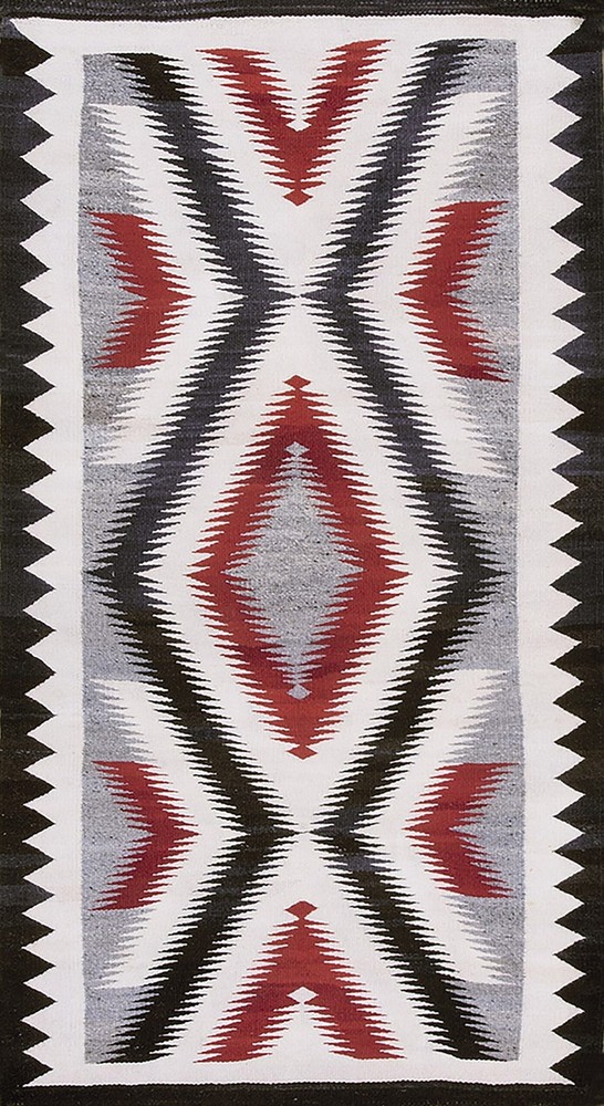 3'x5' Classic Native American Design Antique Navajo Flat Weave Rug