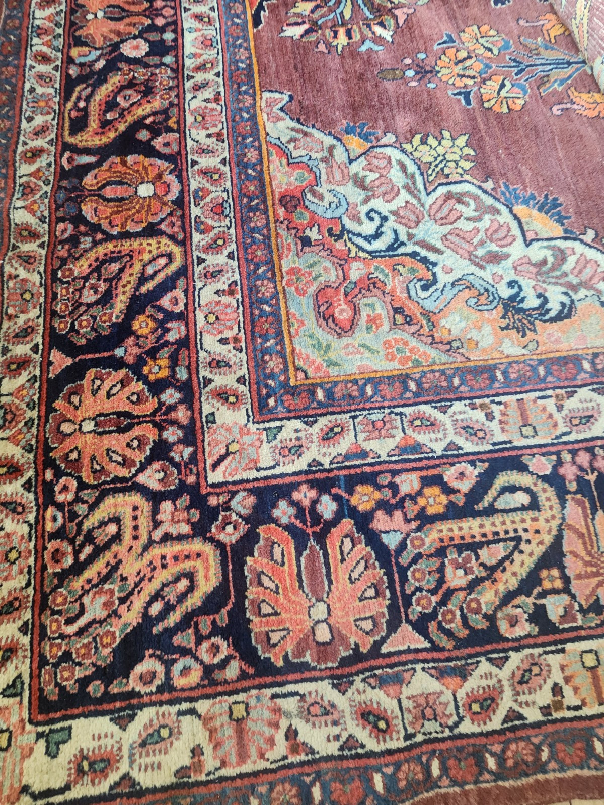 10 X 10-1/2 PINK ANTIQUE RUG ORIENTAL handmade real old fine muted handwoven gallery