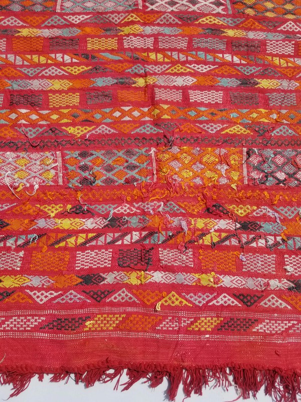 Vintage Traditional Handmade Moroccan Wool Multi Kilim Rug 4.3x2.8ft gallery