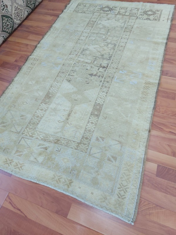 Antique 4x6 Antique Rug Oriental Beige Rug Turkish Pale Wool Rug Free Ship Rug gallery