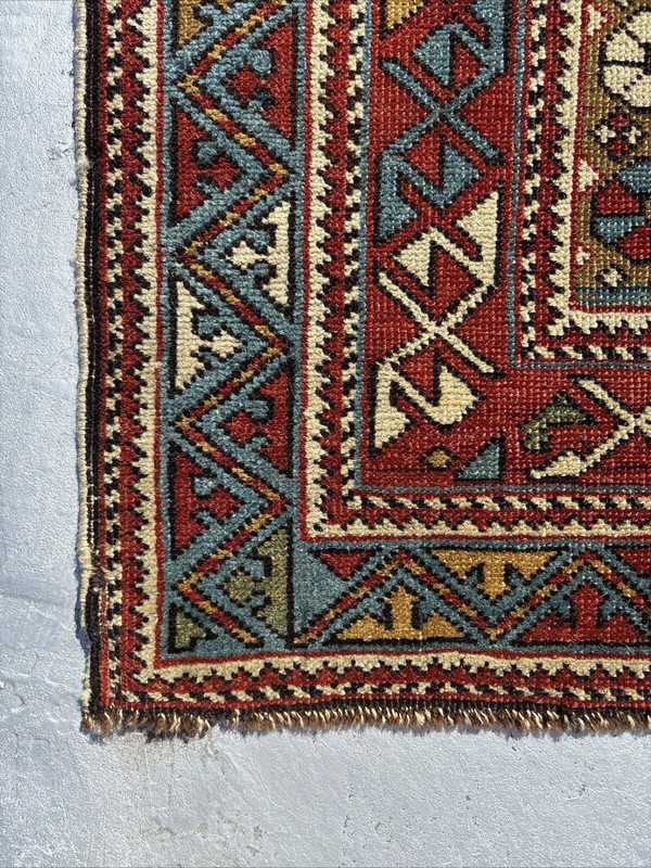 STUNNING ANTIQUE 4’ X 6’ 19th CENTURY SNOW FLAKE KUBA CAUCASIAN ORIENTAL RUG gallery