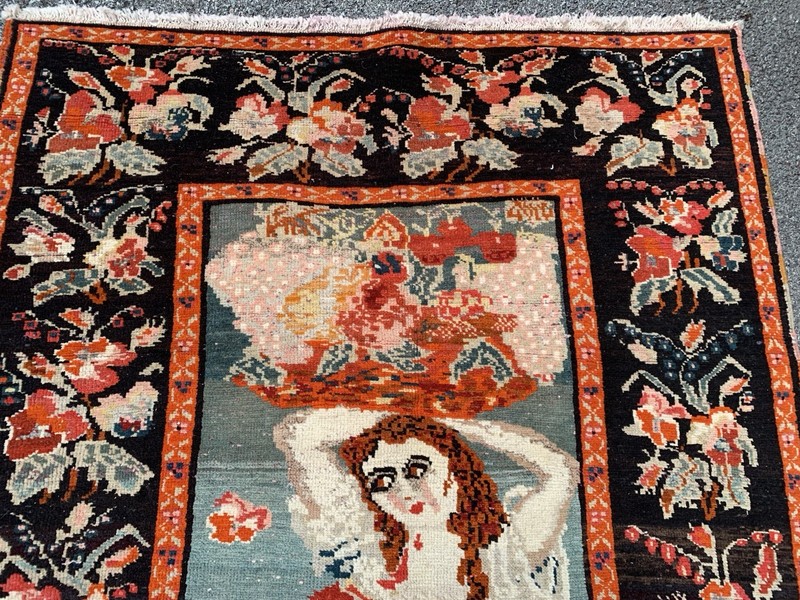 Antique Caucasian Karabagh Pictorial Rug Circa 1939’S Size 4.2x6.5 Ft gallery