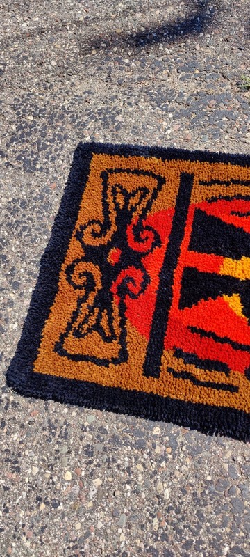 Vintage Rya Shag Rug 55” x 28” MCM Abstract Mid Century Danish Swedish Modern gallery