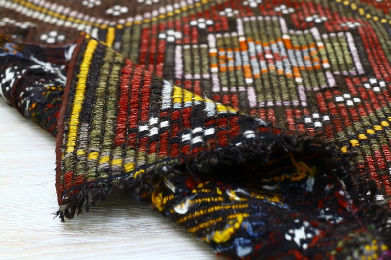 Cappadocia Ethnic Burgundy Carpet Traditional Handmade Vintage Kilim Rug 3.6x4ft gallery