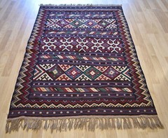 Gorgeous 1970’s Azeri Caucasian Kazak Handwoven Kilim Free Shipping 5 FT X 7 FT