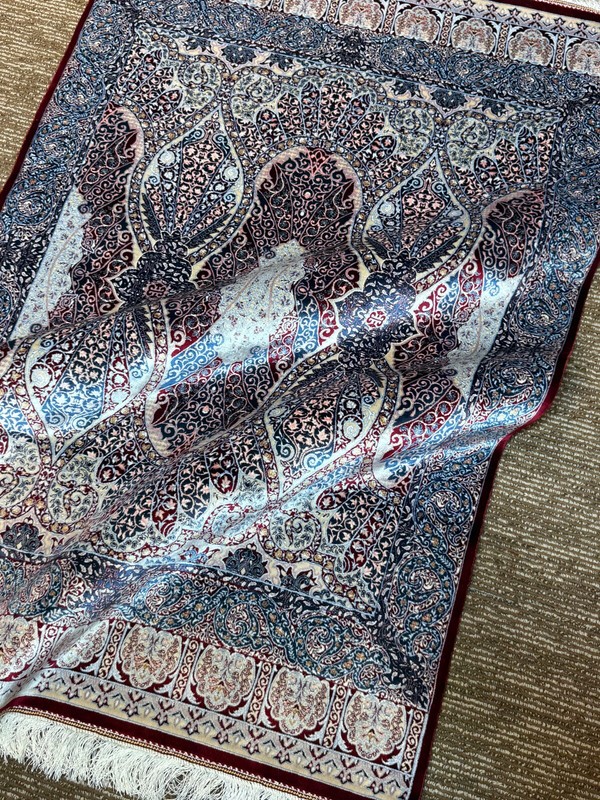 Silk Rug 3 x 5 Feet Vintage Floral Art Design Premium Quality 91 x 152 cm gallery