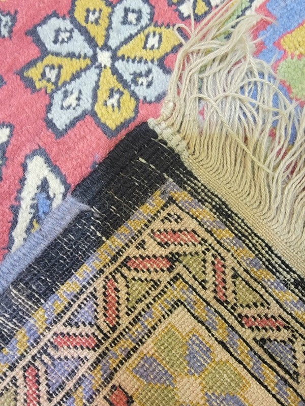 Antique Oriental Hand-Knotted Wool Area Rug Kazak Red/Blue/Green 4'7" x 6'7" gallery