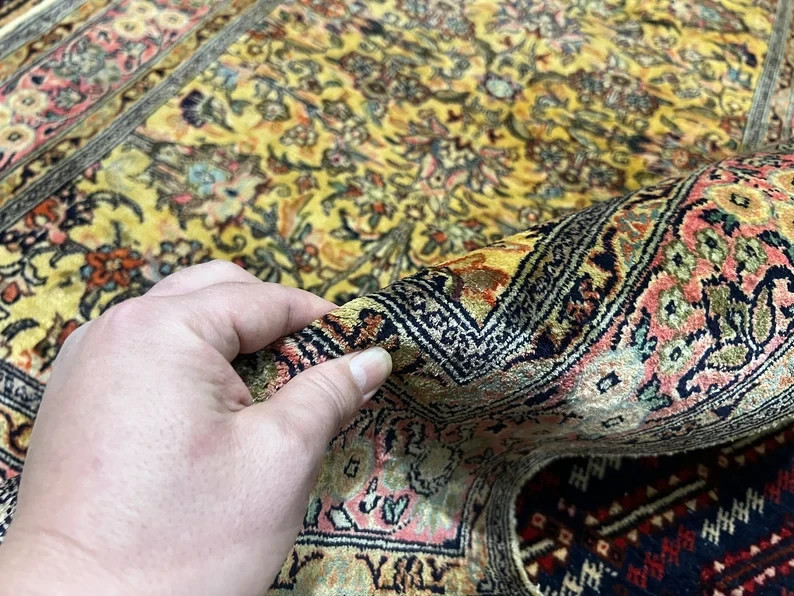 COLLECTORS' ITEM Vintage Stunning Natural Silk Turkish Hereke Floral Carpet gallery
