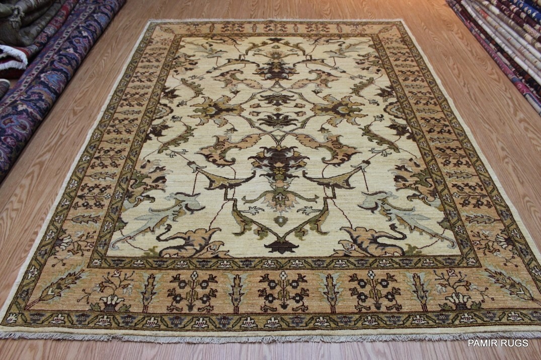 _HAND-MADE_RUG_6' X 8' BEIGE BACKGROUND Hand Knotted Chobi LIGHT-COLOR PAMIR gallery