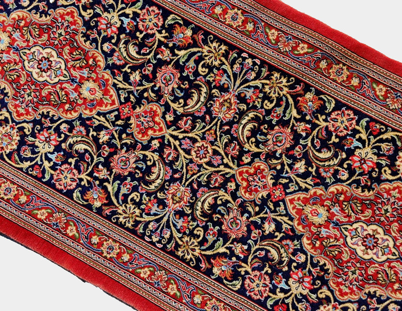 2'8"X13'4" NEW FINE HAND-KNOTTED PERSAN TABRIZI QOUM VINTAGE WOOL RED RUG RUNNER gallery