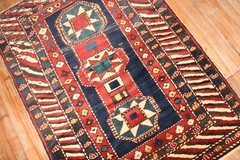 Antique Caucasian Kazak Baku Chila Shirvan Gendje Rug Size 3’6”x4’9”
