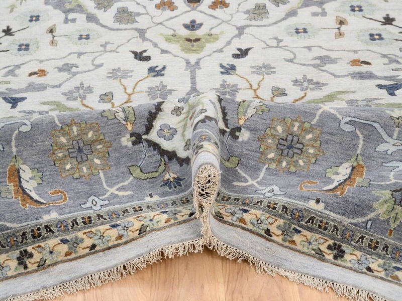 Light Gray, Denser Weave, Soft Wool,Floral Motifs Oushak Rug 14x18 ft gallery