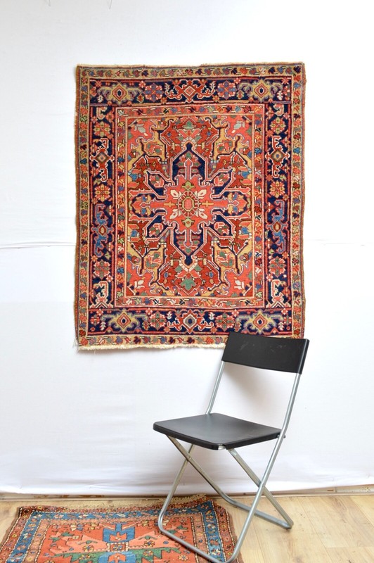 WONDERFUL ANTIQUE RARE SMALL SERAPI HERIZ RUG gallery