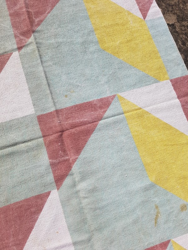 Vintage Printed Scandinavian Geometric Modern Pastel Kilim Rug 195x135 cm gallery