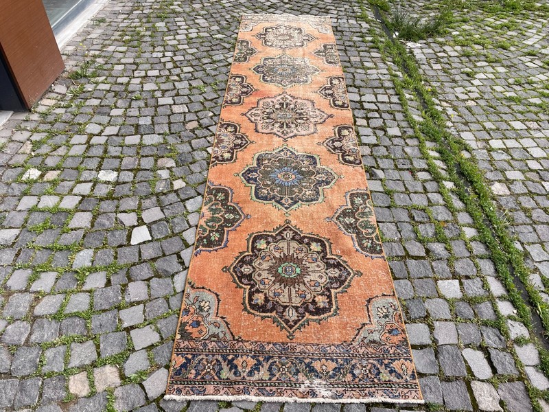 Handmade Wool Rug, Bohemian Runner Rug, Turkish Vintage Rug, 3,0 x 13, ft gallery