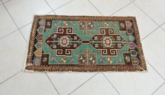 Small Turkish Runner 3.7×2 ft Vintage Runner Hallway Runner Handwoven Rug R39