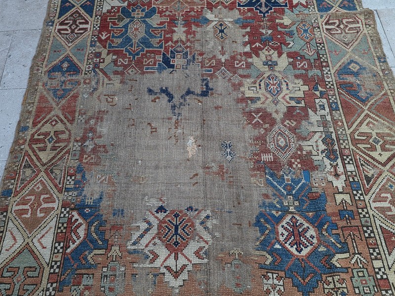 Antique Kuba Rug, Hand Knotted Azerbaijani, Old Tribal Carpet ,Geometric Rug gallery