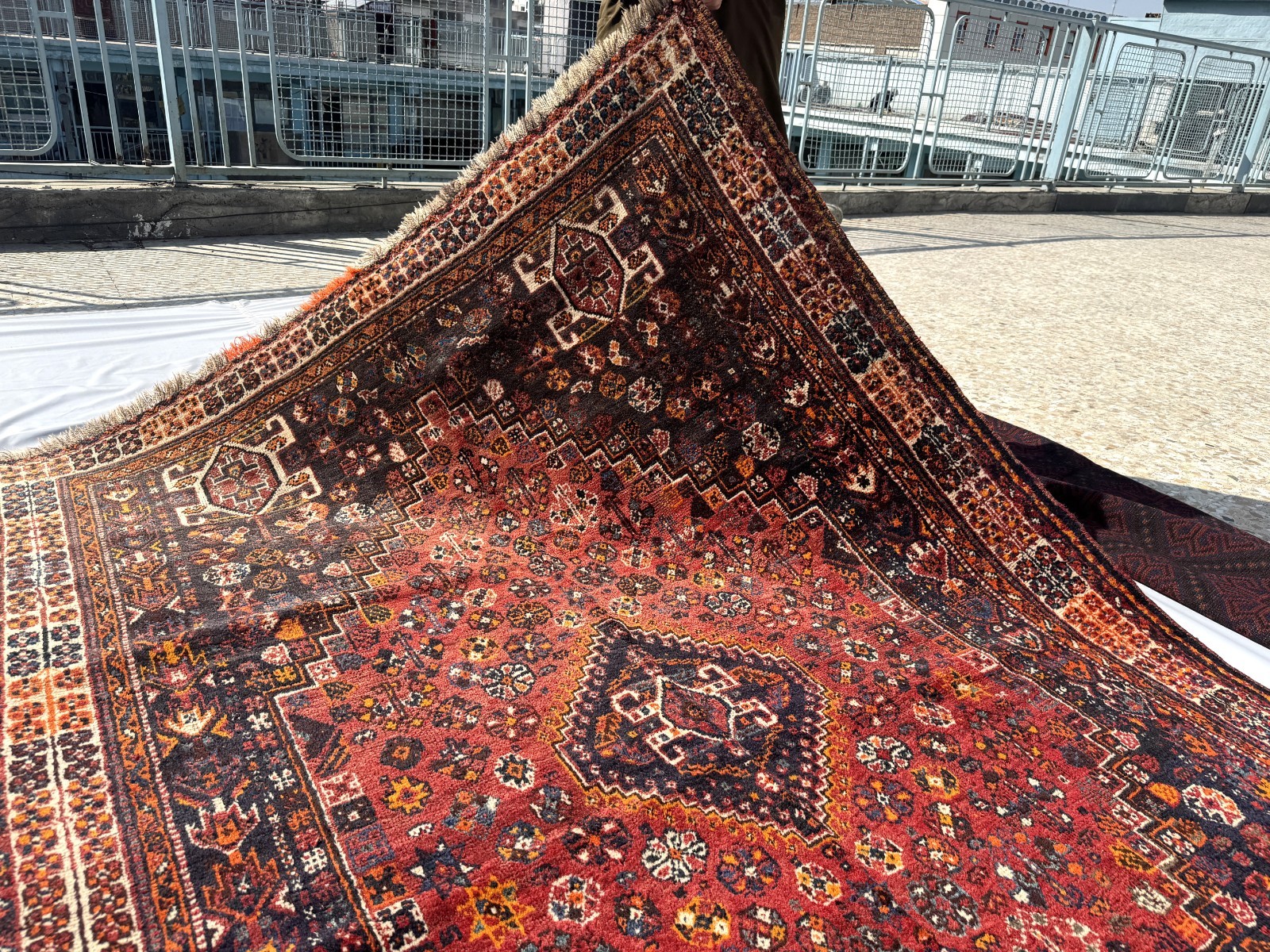 Terracotta Caucasian Muted Tribal Rug 6x8 ft Red Geometric Persian Faded Carpet gallery