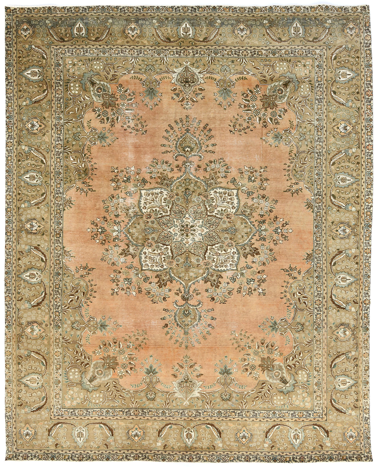 10X12 ft Handmade Semi-Antique Oriental Rug Distressed Medallion Design Carpet gallery