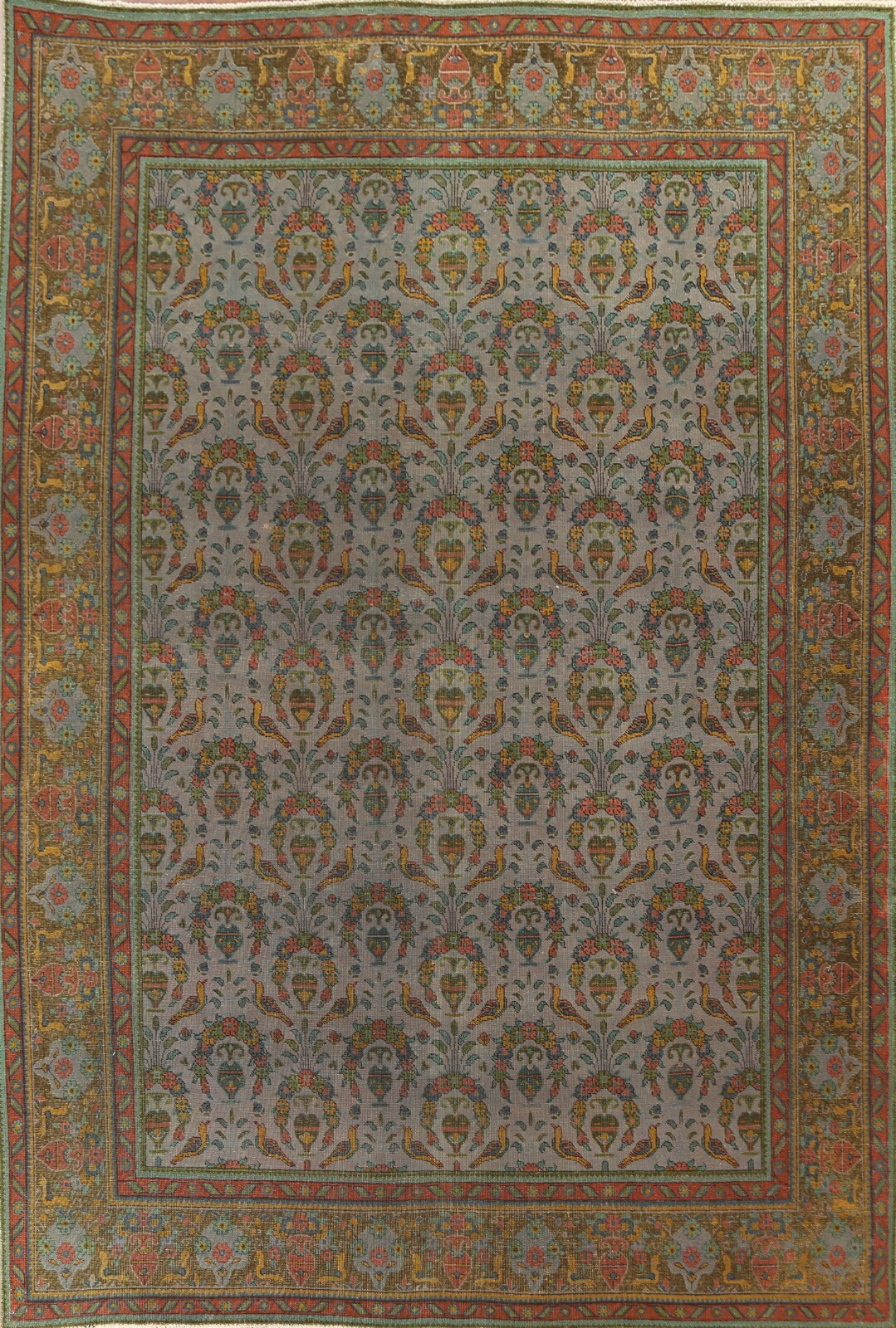 Vintage Overdyed Bird Design Traditional 10x12 Area Rug Low Pile Handmade Carpet gallery