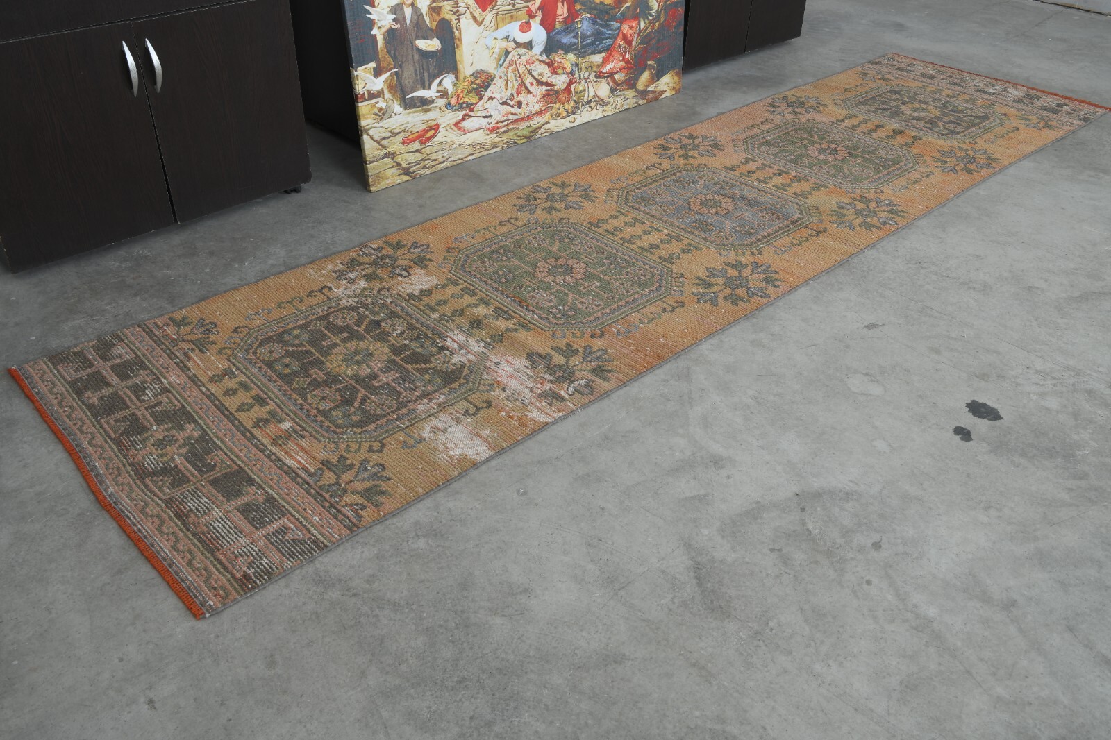 3x11 rug, turkish wool runner rug, hand-knotted vintage oushak runner rug,201 gallery