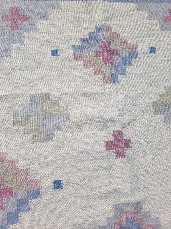 Vintage Handmade Swedish Rölakan flatweave Wool Multicolor Kilim Rug 7.6x5.6 ft gallery