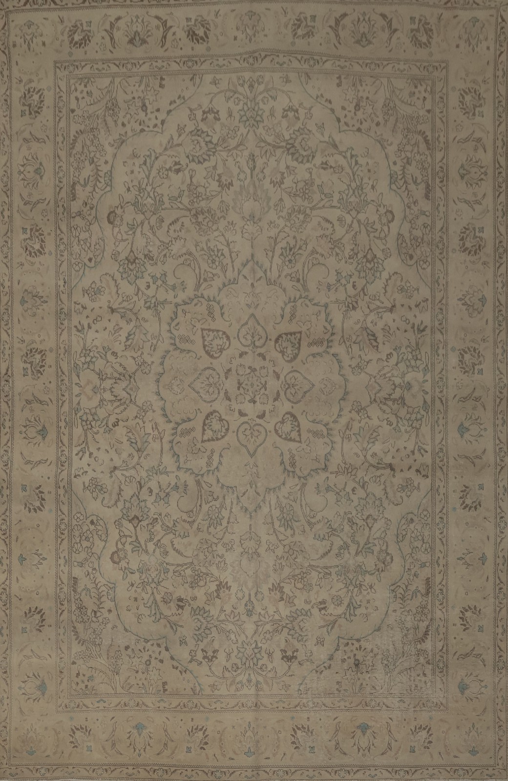 Classic Distressed Neutral Area Rug Wool Hand-made Room Size Carpet 10x13 gallery