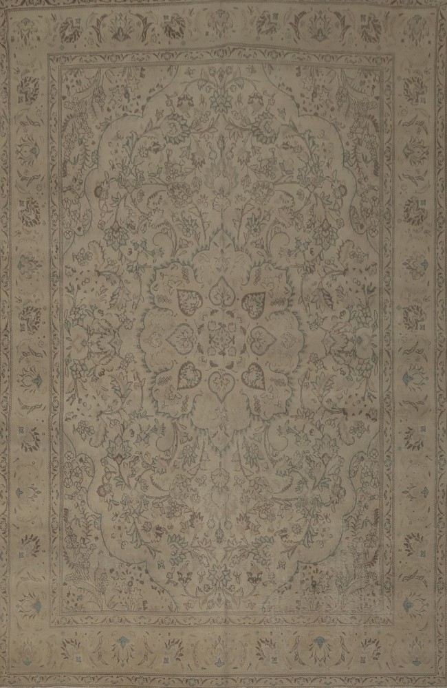 Classic Distressed Neutral Area Rug Wool Hand-made Room Size Carpet 10x13