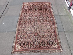 Antique Worn Hand Made Traditional Oriental Wool Blue Red Rug 194x110cm