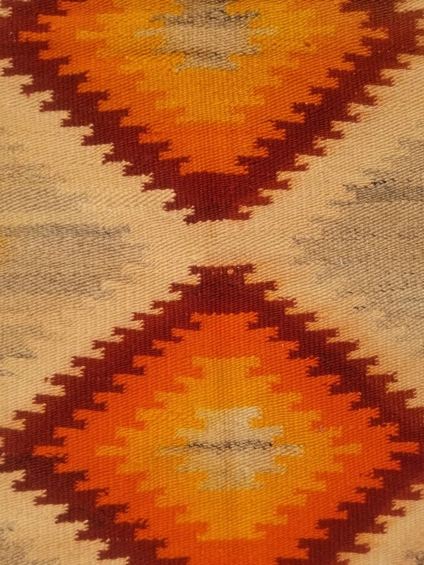 Distressed Vintage Traditional Handmade Turkish Wool Mustard Kilim 7.4x4.9ft gallery