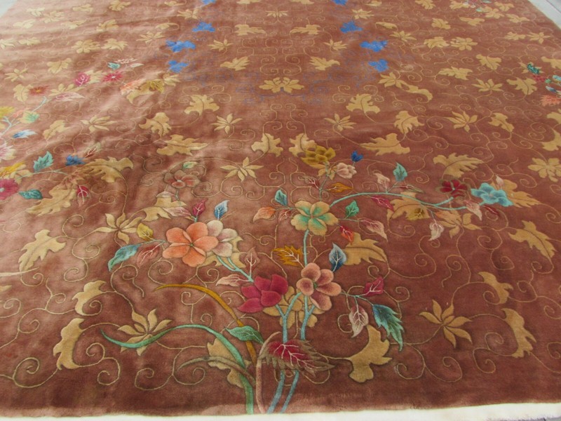 Antique Hand Made Art Deco Chinese Carpet Brown Wool Large Carpet 480x360cm gallery